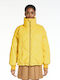 Women's Short Puffer Jacket Waterproof for Winter Yellow