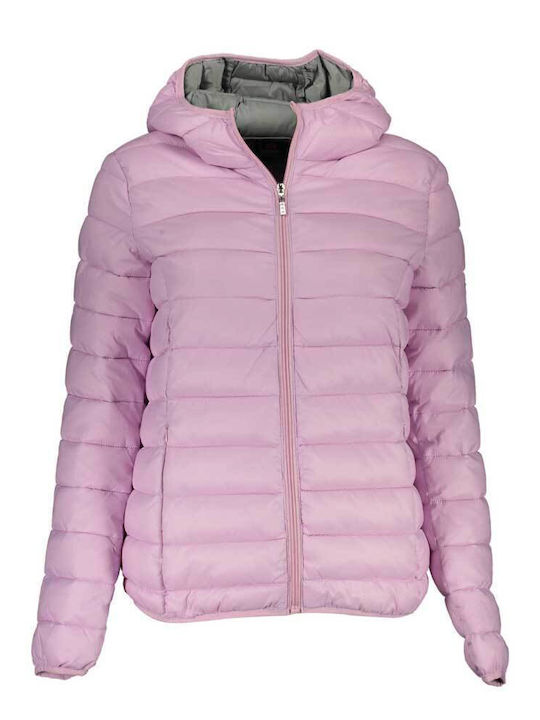 Squola Nautica Italiana Women's Short Puffer Jacket for Winter with Hood Pink