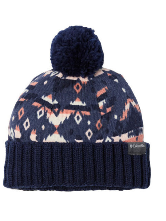 Columbia Pom Pom Beanie Unisex Σκούφος Πλεκτός σε Navy Μπλε χρώμα