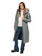 Superdry W D3 Ovin Fuji Women's Long Puffer Jacket for Winter with Hood Gray