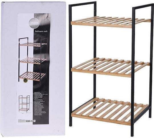 Next Wall Mounted Bathroom Shelf Bamboo with 3 Shelves 38x32.5x70cm Blue