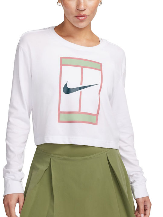 Nike Γυναικείο Αθλητικό Crop T-shirt Dri-Fit Λευκό