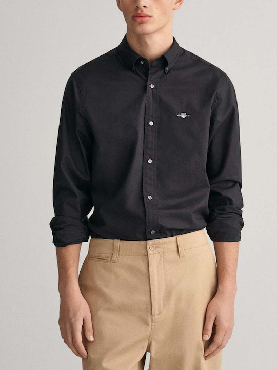 Gant Long-sleeved Cotton Shirt Black