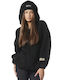 Body Action Women's Long Hooded Sherpa Cardigan Black