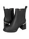 Gianna Kazakou Leather Women's Chelsea Boots with Medium Heel Black