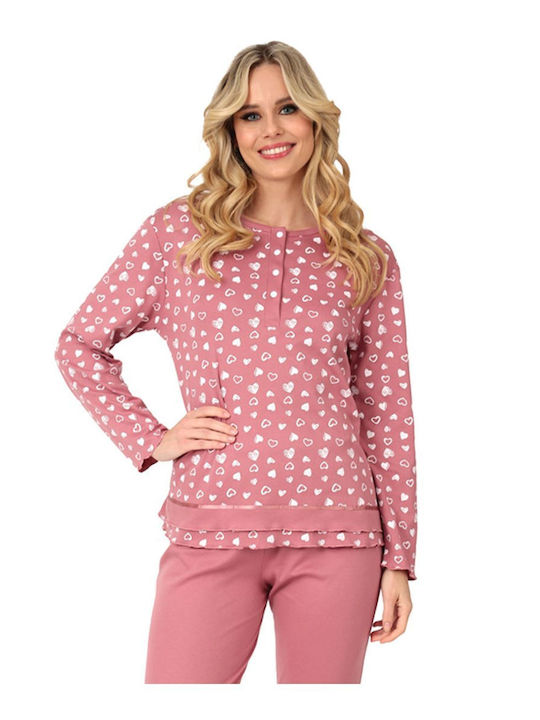 Lydia Creations De iarnă Set Pijamale pentru Femei De bumbac Roz
