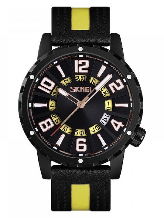 Skmei Ανδρικό Ρολόι 43mm Μπαταρίας με Δερμάτινο...