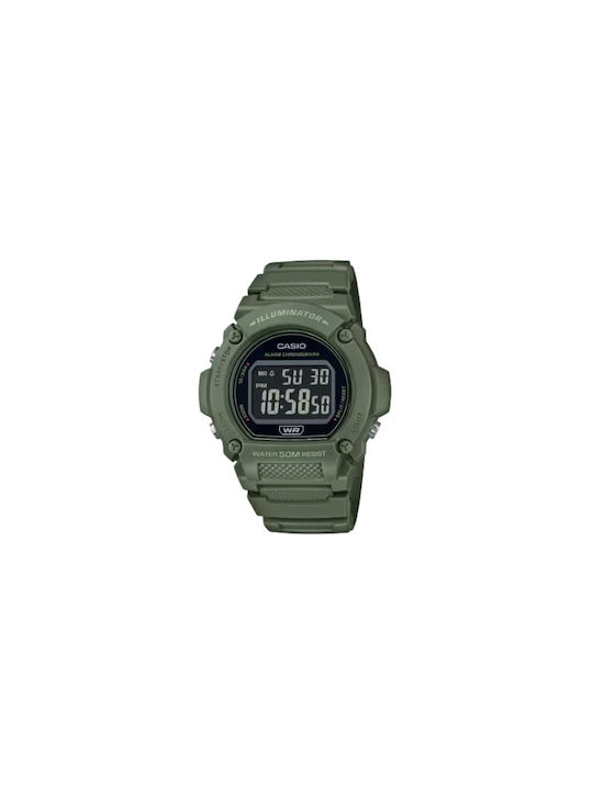 Casio Ανδρικό Ρολόι Μπαταρίας με Πράσινο Καουτσ...