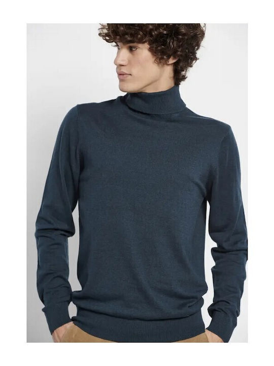 Funky Buddha Men's Long Sleeve Sweater Turtleneck Ocean Blue