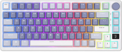 Royal Kludge RKM75 Fără fir Gaming Tastatură Mecanică 75% cu Albastru personalizat switch-uri și iluminare RGB (Engleză US) Alb