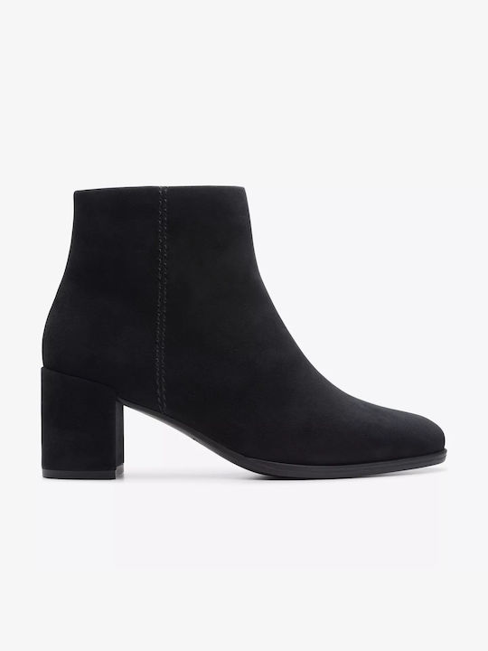 Clarks Freva55 Suede Women's Ankle Boots with Medium Heel Black