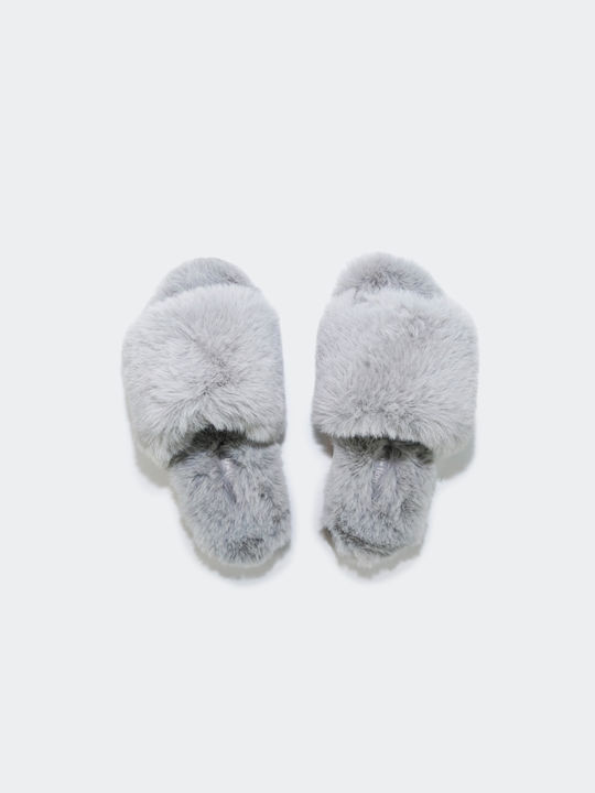 Flip Flop Women's Slippers with Fur Gray /610