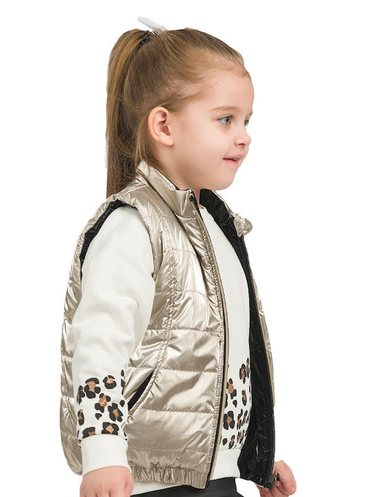 Kids' Quilted Jacket Sleeveless Double Sided Beige