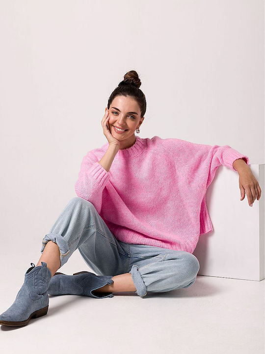 BE Knit Women's Long Sleeve Sweater Pink