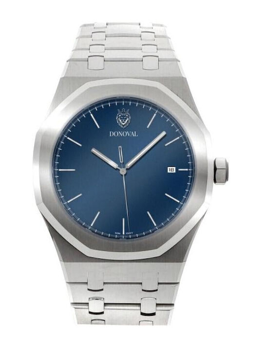 Donoval Γυναικείο Ρολόι 41mm Μπαταρίας με Ασημί Μεταλλικό Μπρασελέ