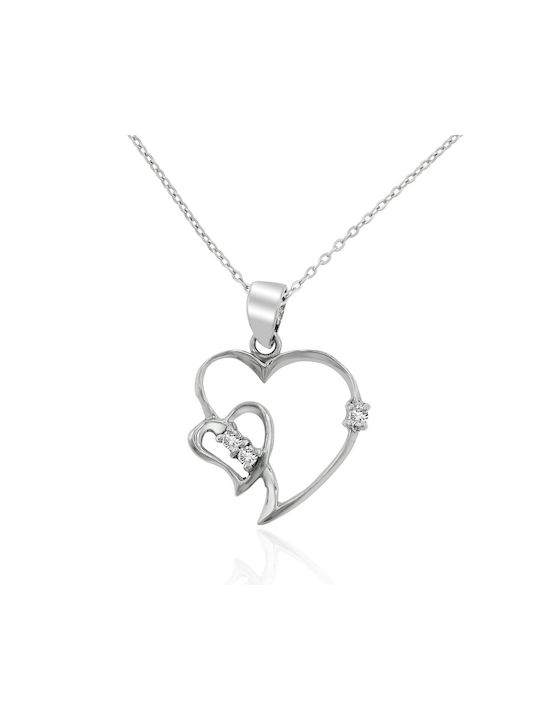 Ledora Halskette Doppelter mit Design Herz aus Silber
