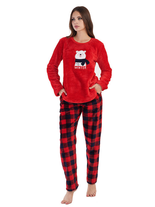 Vienetta Secret Winter Damen Pyjama-Hose Rot