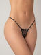 Women's String with Lace Black