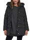 Only Women's Long Puffer Jacket for Winter Black