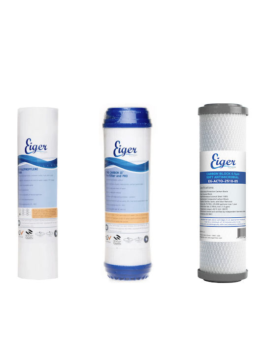 Eiger Under Sink Water Filter Replacement made of Polypropylene 10" 0.5 μm 3pcs