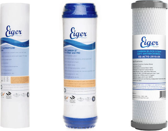 Eiger Under Sink Water Filter Replacement made of Polypropylene 10" 0.5 μm 3pcs
