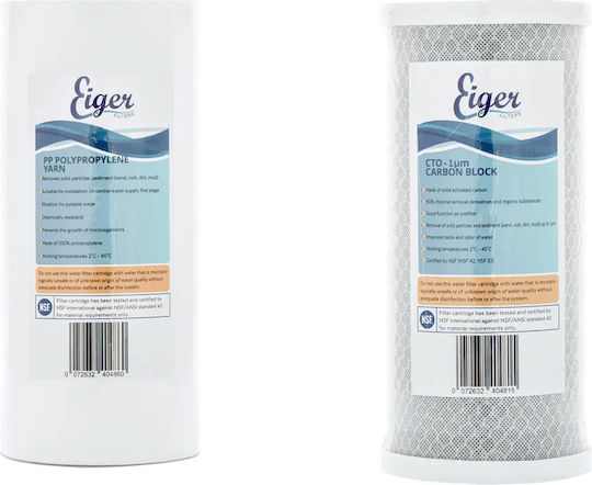 Eiger Ersatz-Wasserfilter für unter der Arbeitsplatte aus Polypropylen 10" Groß-Blau 2Stück