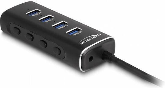 DeLock USB-Hub 4 Anschlüsse USB 3.0 mit Anschluss an einen Computer USB-C