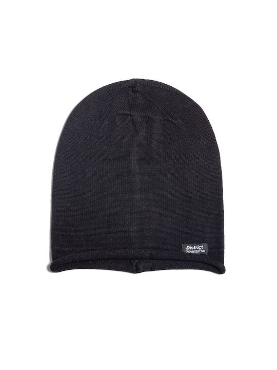 District75 Beanie Unisex Σκούφος Πλεκτός σε Μαύρο χρώμα