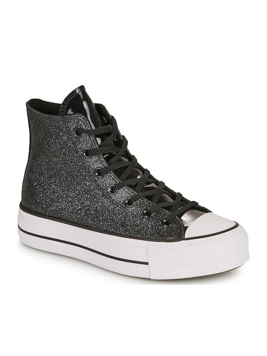Converse Chuck Taylor All Star Lift Platform Sparkle Party Boots Black  A05436C
