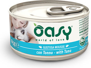 Oasy Wet Cat Food for Adult Cats in Cans with Tuna Grain Free 85g