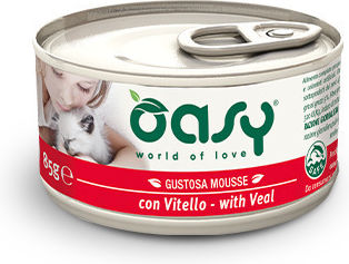 Oasy Oasy Wet Cat Food for Adult Cats in Cans with Beef Grain Free 85g
