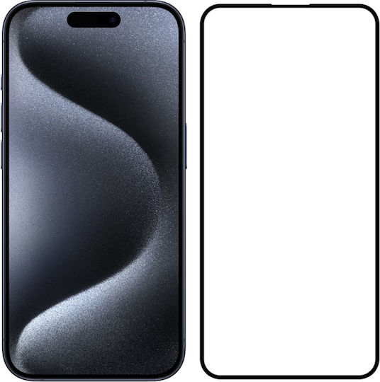 Powertech 5D Full Glue Full Face Tempered Glass Black (iPhone 15 Pro)