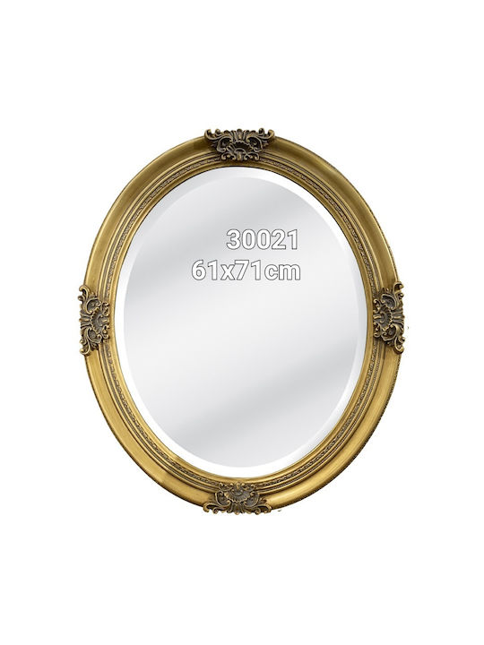 Besty Decor Wall Mirror Oval with Gold Wooden Frame 71x61cm 1pcs