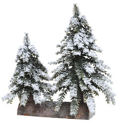 Kaemingk Weihnachtsdekoration Schneebedeckt Baum 27cm Verziert Grün