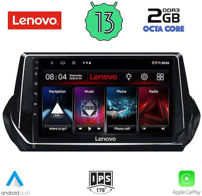Lenovo Sistem Audio Auto pentru Peugeot 208 2021> (Bluetooth/USB/WiFi/GPS/Apple-Carplay/Android-Auto) cu Ecran Tactil 9"