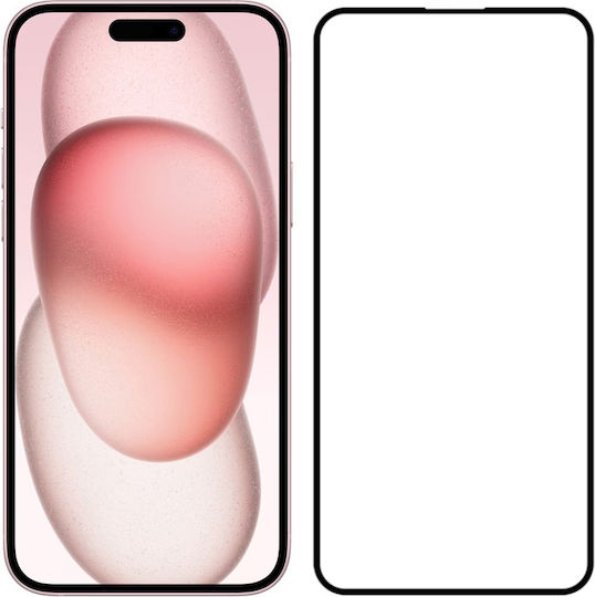 Powertech 5D Full Glue Full Face Tempered Glass Μαύρο (iPhone 15)
