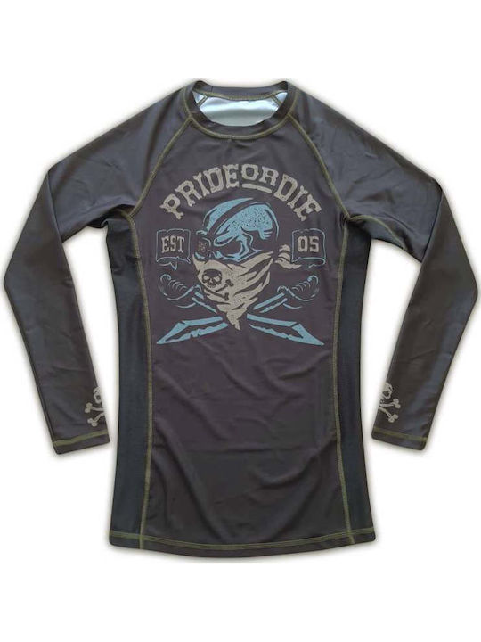 PrideOrDie Ανδρική Μακρυμάνικη Μπλούζα POD184 για Jiu-Jitsu Μαύρη