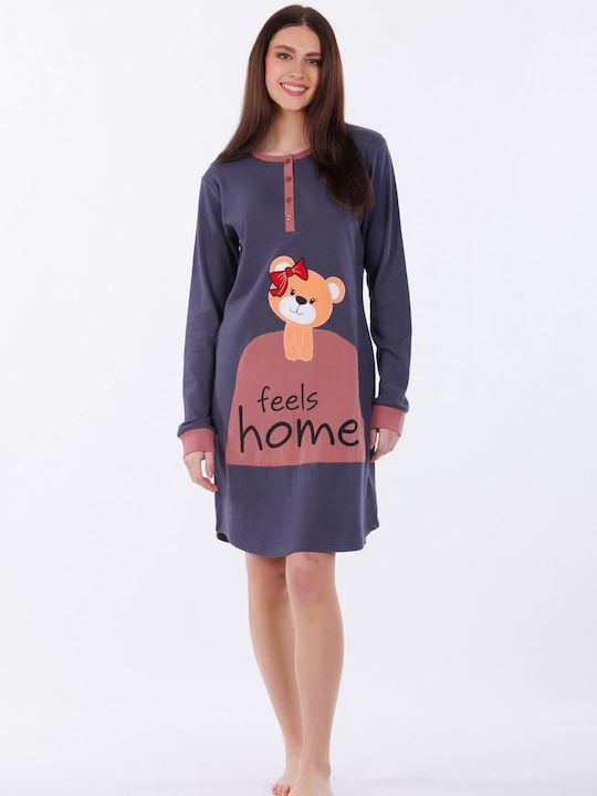 MEI Winter Women's Nightdress Gray