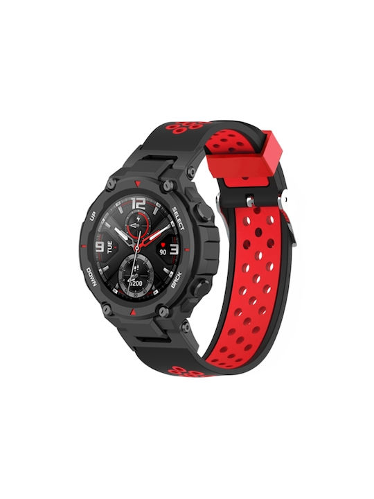 3-row Holes Λουράκι Σιλικόνης Μαύρο (Amazfit T-Rex)