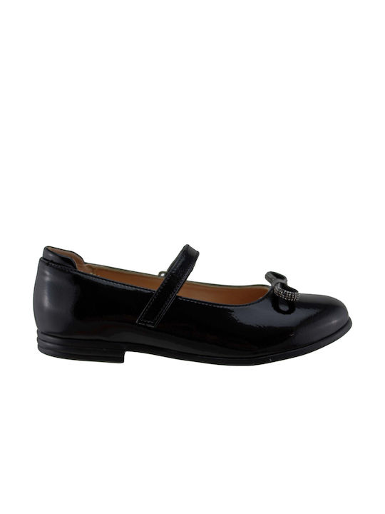 Scarpy Kids Patent Leather Ballerinas with Hoop & Loop Closure Black