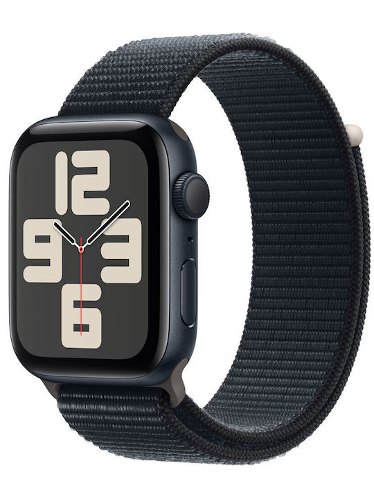 Apple Watch SE 2023 Aluminium 44mm Αδιάβροχο με Παλμογράφο (Midnight with Midnight Sport Loop)