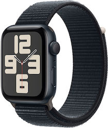 Apple Watch SE 2023 Aluminium 44mm Αδιάβροχο με Παλμογράφο (Midnight with Midnight Sport Loop)