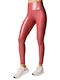 La Lolita Amsterdam Women's Long Training Legging Shiny & High Waisted Red