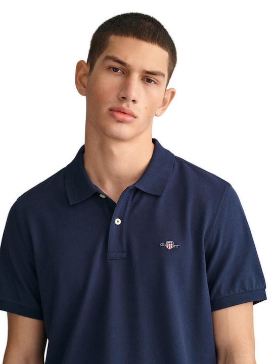 Gant Shield Pique Ανδρική Μπλούζα Κοντομάνικη Polo Navy Μπλε