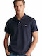 Shield Pique Polo Short Sleeve Blouse Blue