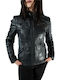 Δερμάτινο Γυναικείο Biker Jacket Μαύρο