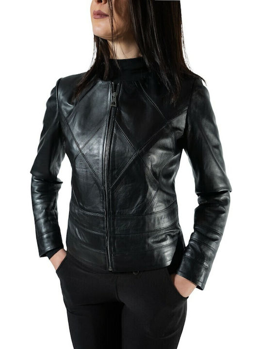 MARKOS LEATHER Δερμάτινο Μπουφάν Biker Δερμάτινα Μαύρο