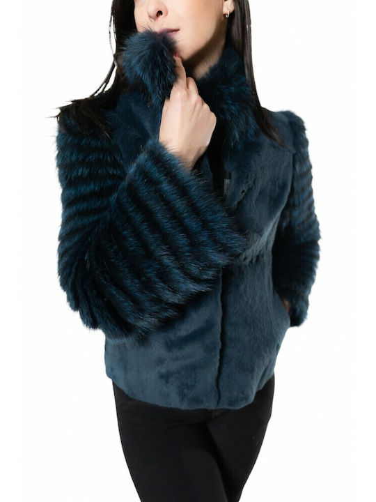 MARKOS LEATHER Women's Short Fur Blue