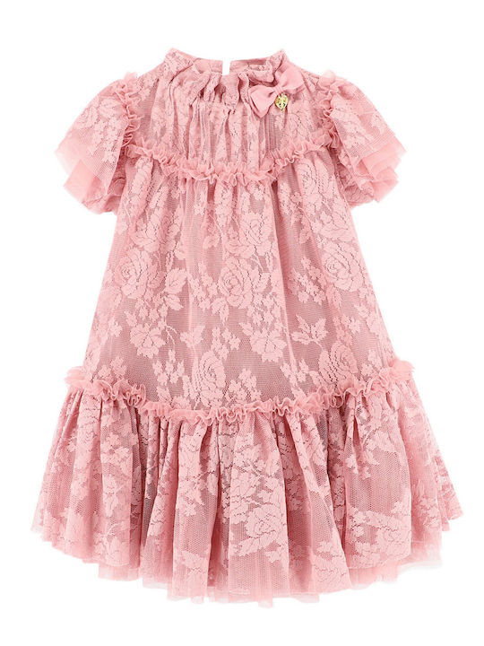 Vida Rochie pentru Copii Mâneca scurta Din tul Tea Rose