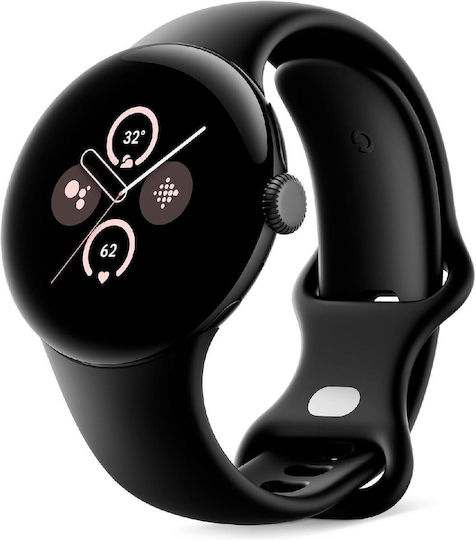 Google Pixel Watch 2 LTE Aluminium 41mm με eSIM και Παλμογράφο (Matte Black / Obsidian Active Band)